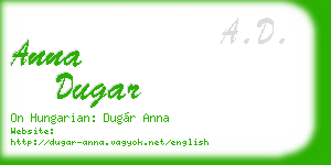 anna dugar business card